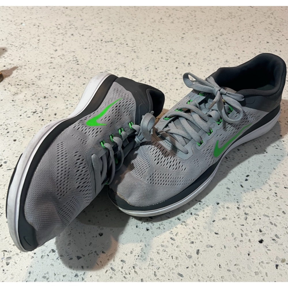 Nike Men's Gray and Neon Green Athletic Shoes - Picture 2 of 2